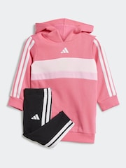 adidas Pink Essentials Tiberio 3 Stripe Hoodie and Legging Set - Image 1 of 7