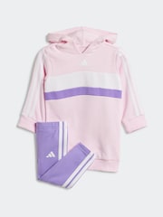 adidas Pink Essentials Tiberio 3 Stripe Hoodie and Legging Set - Image 1 of 7