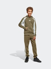 adidas Green Colour Block Fleece Joggers - Image 1 of 6