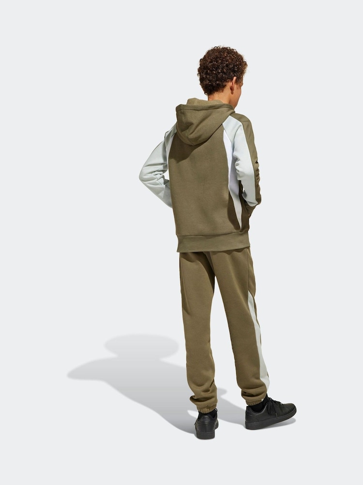 adidas Green Colour Block Fleece Joggers - Image 2 of 6