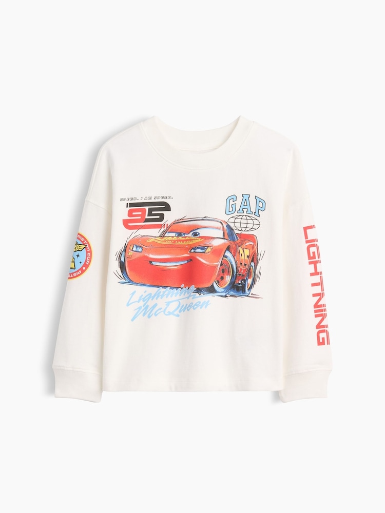 Gap White Lighning McQueen Disney Long Sleeve T-Shirt (6mths-5yrs) - Image 1 of 2 Gap White Lighning McQueen Disney Long Sleeve T-Shirt (6mths-5yrs) - Image 1 of 2