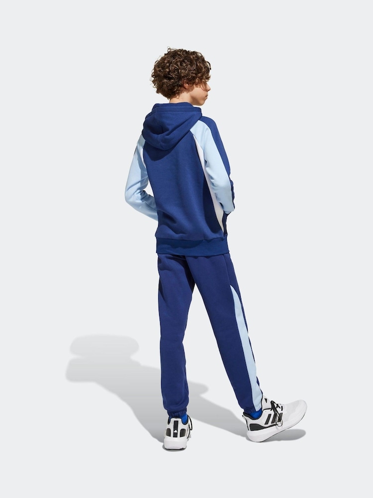 adidas Blue Colour Block Fleece Joggers - Image 2 of 6