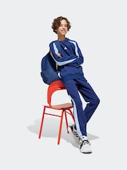 adidas Blue Colour Block Fleece Joggers - Image 3 of 6