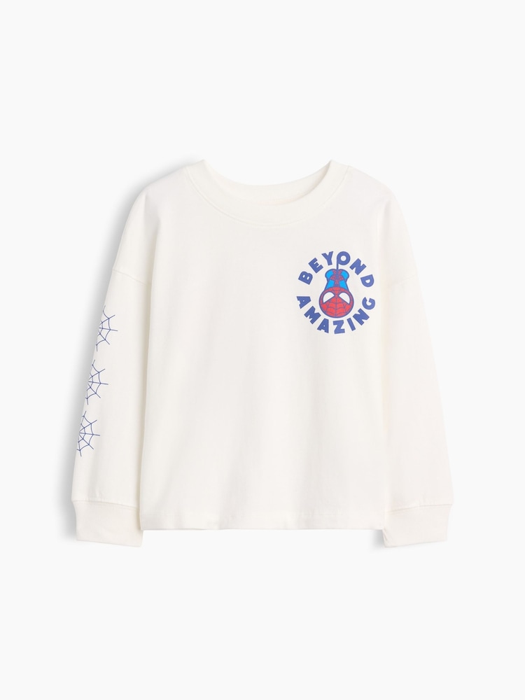 Gap White Spider-Man Marvel Graphic Long Sleeve T-Shirt (6mths-5yrs) - Image 1 of 2 Gap White Spider-Man Marvel Graphic Long Sleeve T-Shirt (6mths-5yrs) - Image 1 of 2