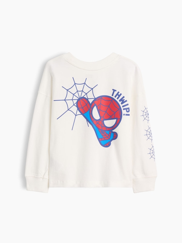 Gap White Spider-Man Marvel Graphic Long Sleeve T-Shirt (6mths-5yrs) - Image 2 of 2 Gap White Spider-Man Marvel Graphic Long Sleeve T-Shirt (6mths-5yrs) - Image 2 of 2