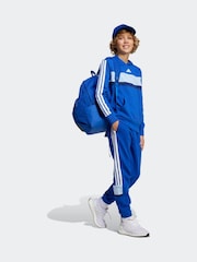 adidas Blue 3 Stripe Tibero Fleece Hoodie - Image 1 of 5
