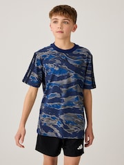 adidas Blue Camo 100% Cotton T-Shirt - Image 1 of 6