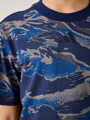 adidas Blue Camo 100% Cotton T-Shirt - Image 4 of 6