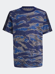adidas Blue Camo 100% Cotton T-Shirt - Image 6 of 6