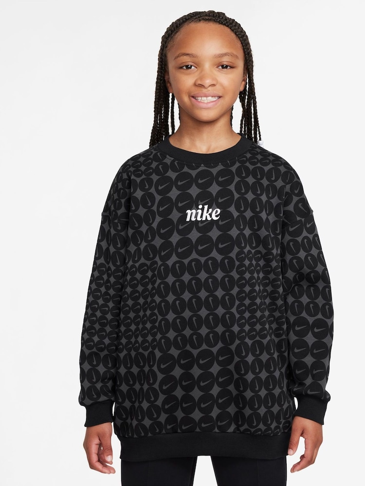 Черный - Nike Rush Lilac Oversized Sportswear Club Fleece Crewneck Sweatshirt - Image 1 of 3
