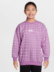 Rush Lilac - Nike Rush Lilac Oversized Sportswear Club Fleece Crewneck Sweatshirt - Obrázok 1 z 3