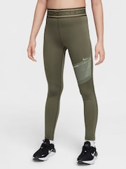Nike Medium Olive Green Pro Girls Dri-FIT Leggings - Image 1 of 6
