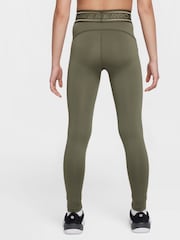 Nike Medium Olive Green Pro Girls Dri-FIT Leggings - Image 2 of 6