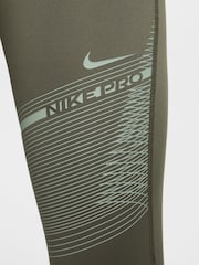 Nike Medium Olive Green Pro Girls Dri-FIT Leggings - Image 5 of 6