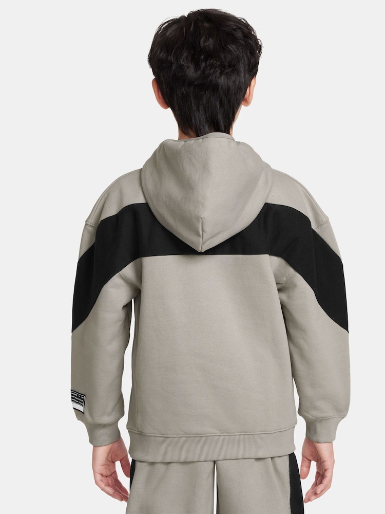 Nike College Grey Air Fleece Pullover 100% Cotton Hoodie - Image 2 of 3