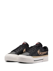 Nike Black/Leopard Court Legacy Lift Platform Trainers - Image 3 of 9