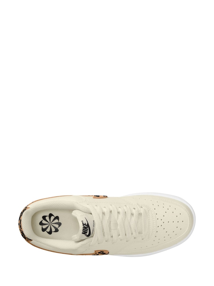 Cream/Léopard - Baskets basses Nike Court Vision - Image 8 of 11