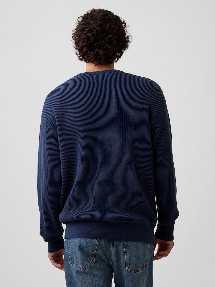 Azul marino - Gap Relaxed Fisherman Stitch Crew Neck Jumper - Imagen 2 de 5