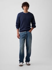 Azul marino - Gap Relaxed Fisherman Stitch Crew Neck Jumper - Imagen 3 de 5