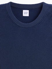 Azul marino - Gap Relaxed Fisherman Stitch Crew Neck Jumper - Imagen 5 de 5