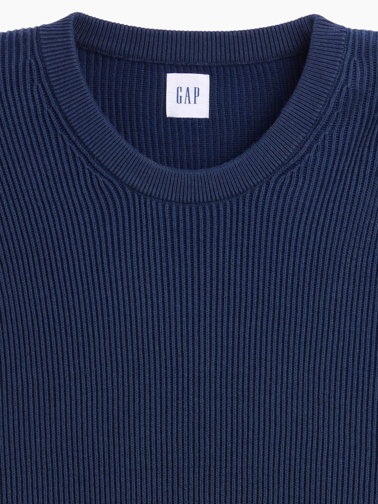Azul marino - Gap Relaxed Fisherman Stitch Crew Neck Jumper - Imagen 5 de 5