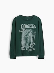 Gap Green Godzilla Relaxed Graphic Long Sleeve T-Shirt (4-13yrs) - Image 1 of 3