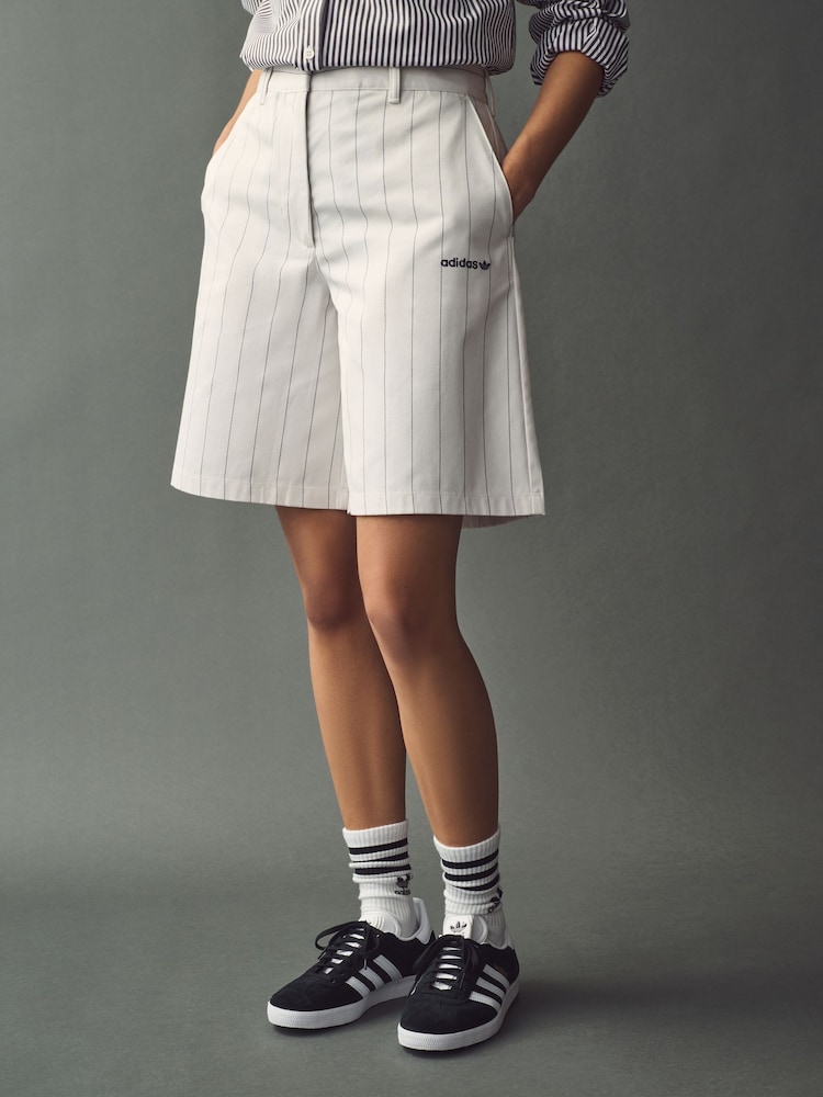 adidas originals White Pinstripe Shorts - Image 1 of 11