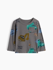 Gap Grey Print Pocket Long Sleeve T-Shirt (6mths-5yrs) - Image 1 of 2