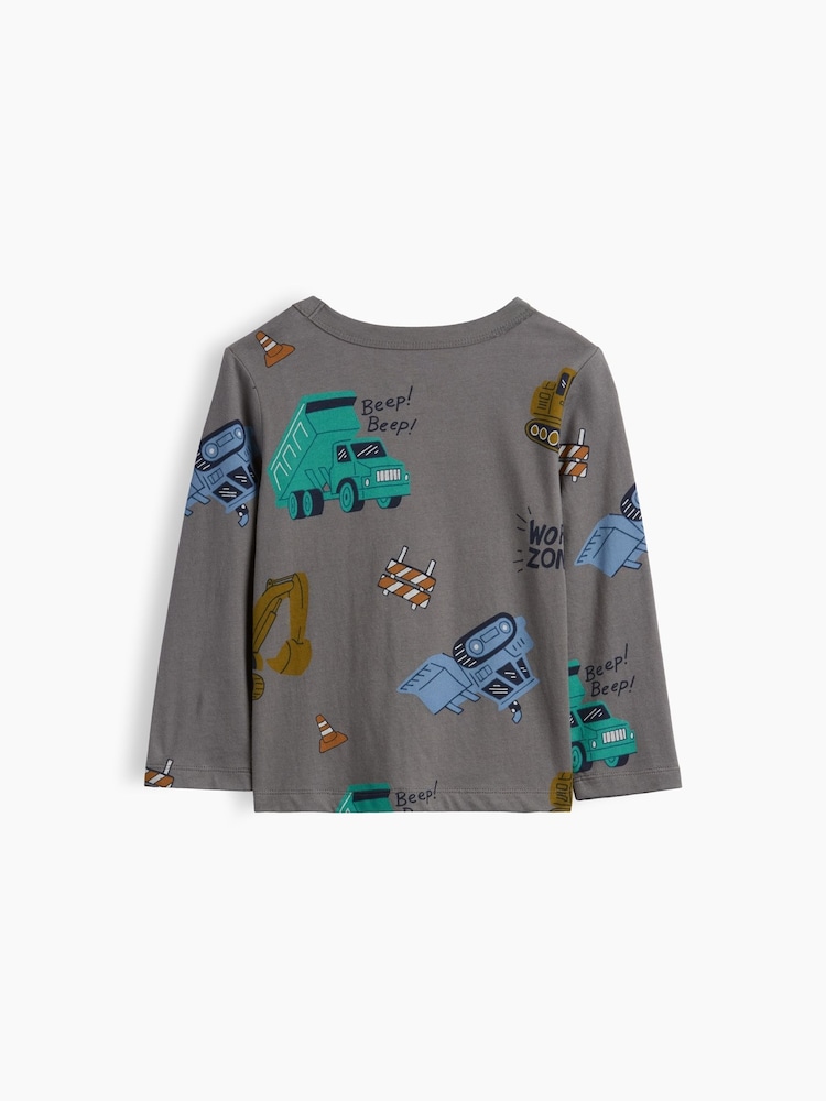 Gap Grey Print Pocket Long Sleeve T-Shirt (6mths-5yrs) - Image 2 of 2