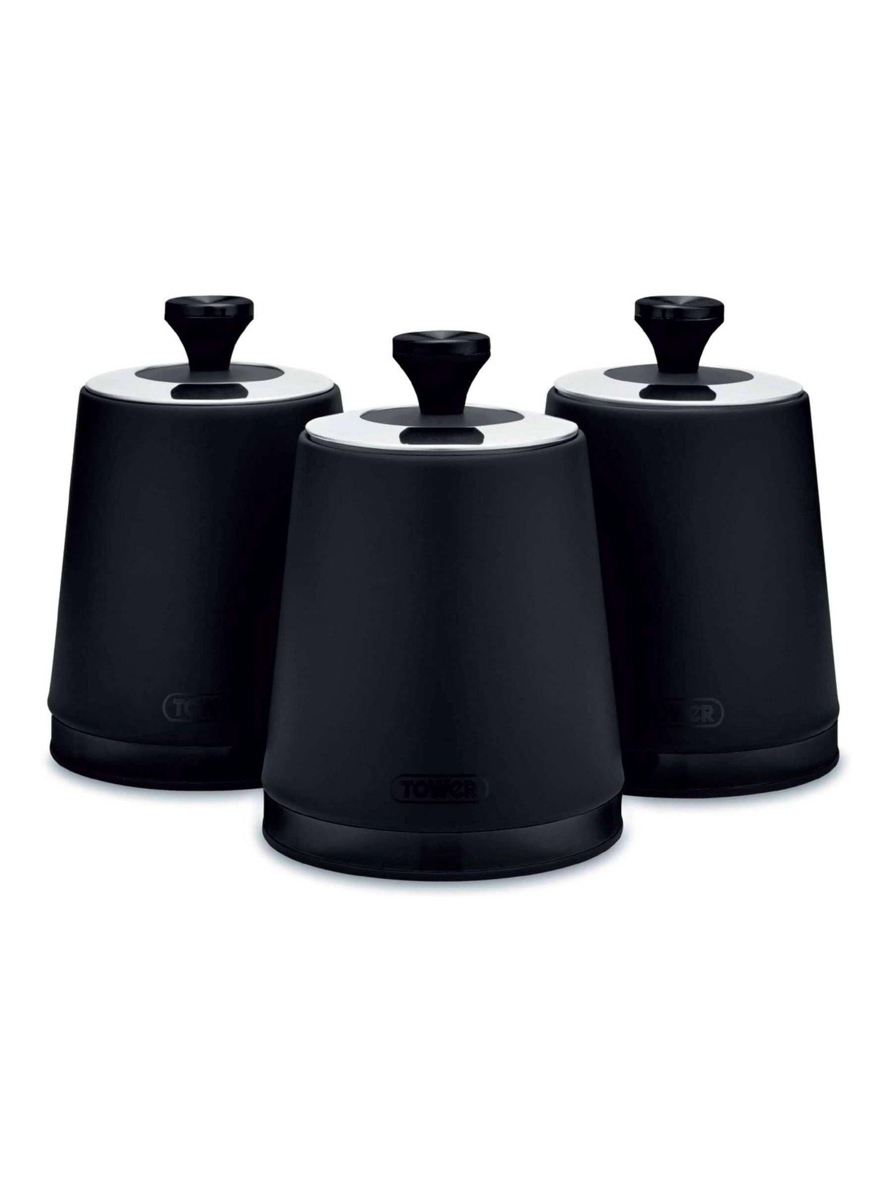 Tower T826137BLK Sera Set of 3 Canisters Black with Smoked Trims, Stainless Steel - Image 8