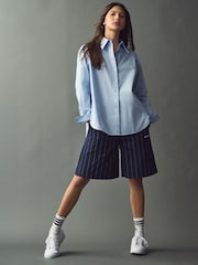 adidas originals Blue Pinstripe Shorts - Image 2 of 4