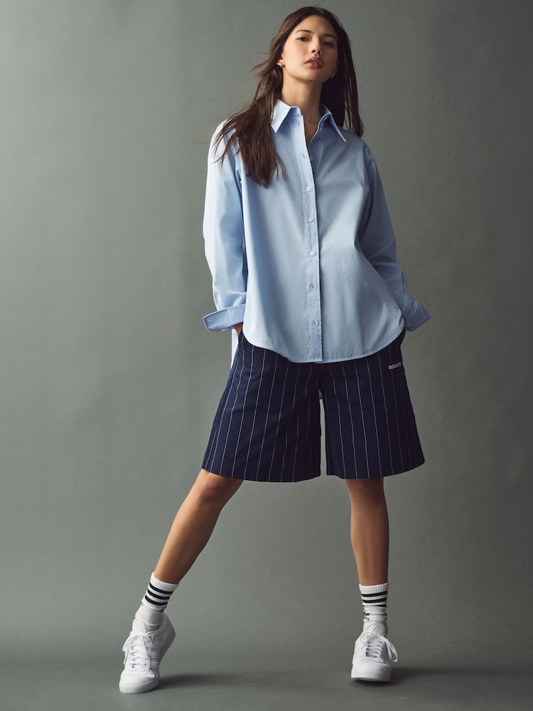 adidas originals Blue Pinstripe Shorts - Image 2 of 4