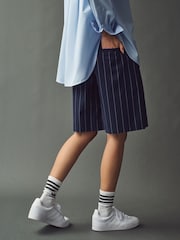 adidas originals Blue Pinstripe Shorts - Image 3 of 4
