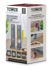 Tower Grey Rechargeable Salt and Pepper Mill Set - Image 11 of 11