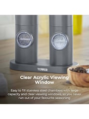 Tower Grey Rechargeable Salt and Pepper Mill Set - Image 3 of 11