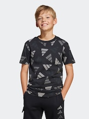 adidas Black Printed 100% Cotton T-Shirt - Image 1 of 7