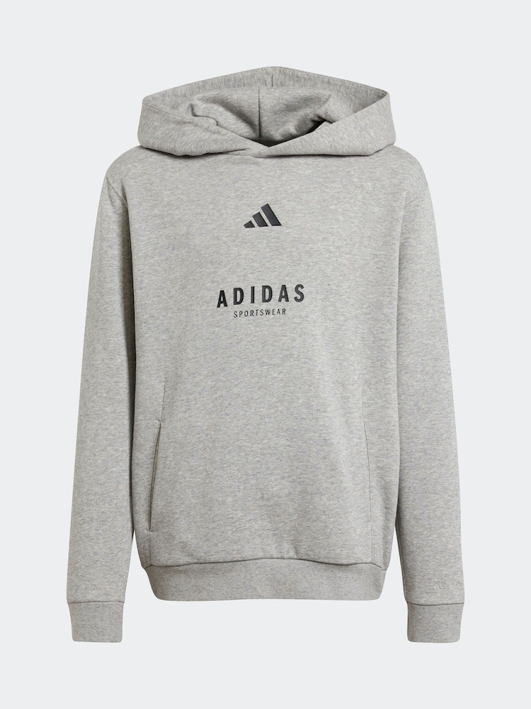 adidas Grey All SZN Graphic Hoodie - Image 5 of 5