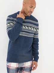 FatFace Navy Shelter Wave Jumper - Image 1 of 7