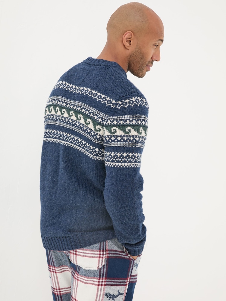 FatFace Navy Shelter Wave Jumper - Image 2 of 7