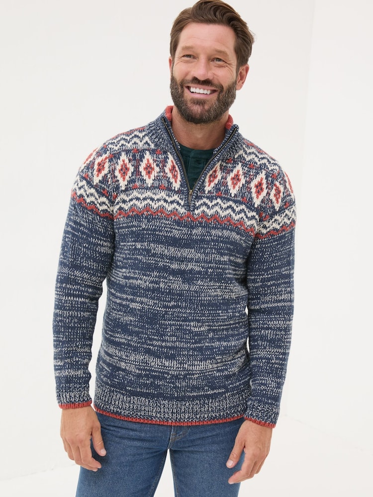 FatFace Denim Vintage Rothbury Half Neck Jumper - Image 1 of 6 FatFace Denim Vintage Rothbury Half Neck Jumper - Image 1 of 6