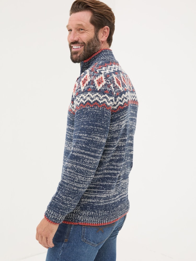 FatFace Denim Vintage Rothbury Half Neck Jumper - Image 2 of 6 FatFace Denim Vintage Rothbury Half Neck Jumper - Image 2 of 6