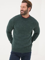FatFace Dark Teal Snowflake Knitted Jumper - Image 1 of 5