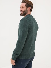 FatFace Dark Teal Snowflake Knitted Jumper - Image 2 of 5