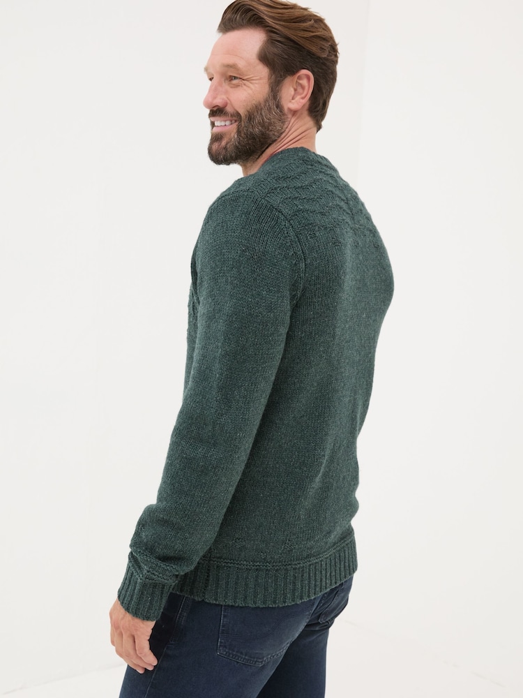 FatFace Dark Teal Snowflake Knitted Jumper - Image 2 of 5