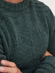 FatFace Dark Teal Snowflake Knitted Jumper - Image 4 of 5