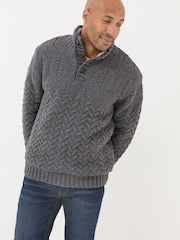 FatFace Charcoal Grey Hadlow Half Neck Jumper - Image 1 of 5