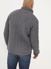 FatFace Charcoal Grey Hadlow Half Neck Jumper - Image 2 of 5