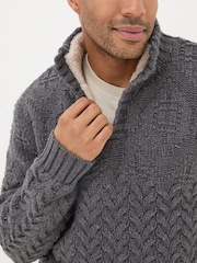 FatFace Charcoal Grey Hadlow Half Neck Jumper - Image 4 of 5