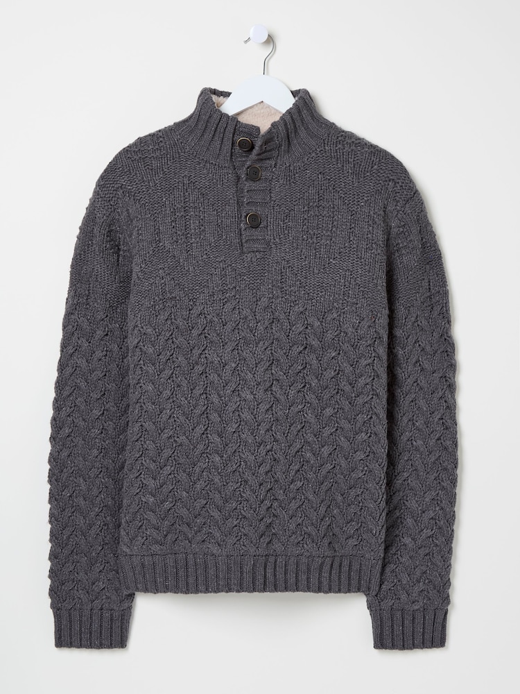 FatFace Charcoal Grey Hadlow Half Neck Jumper - Image 5 of 5