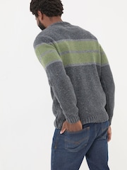 FatFace Charcoal Grey Funtley Stripe Crew Neck Jumper - Image 2 of 5